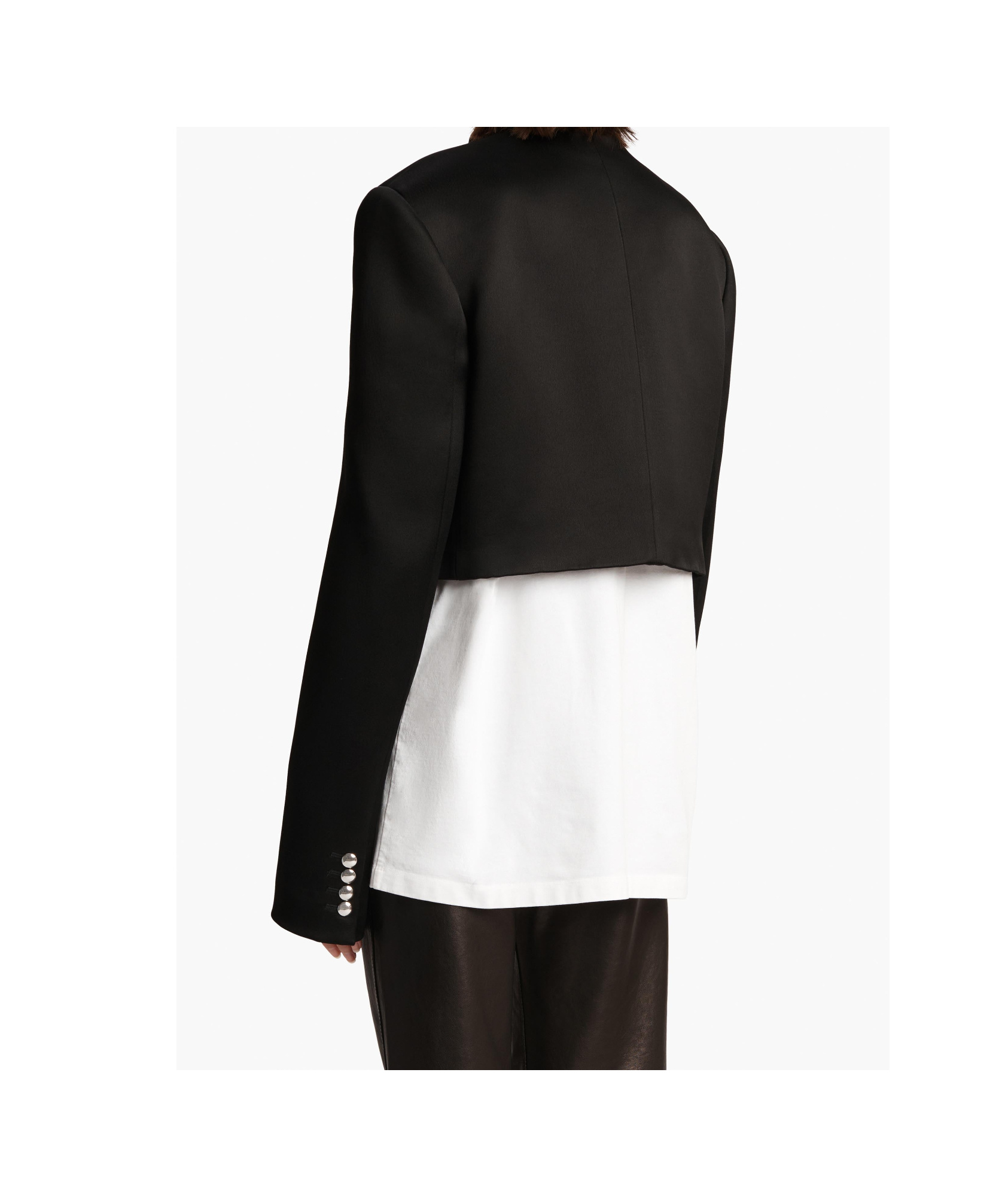 Khaite Samuelson Cropped Duchesse-satin Jacket In Black