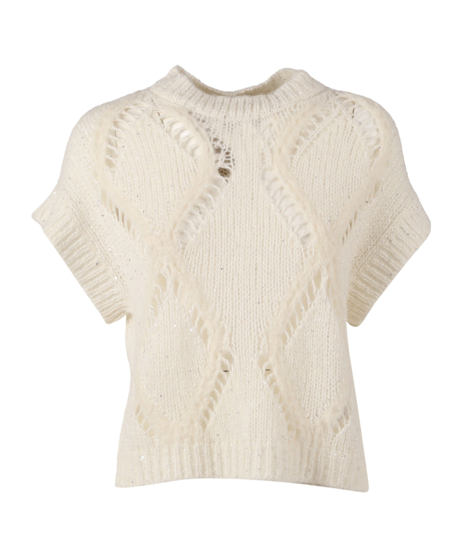 Antonelli Crew Neck Short-sleeved Sweater In Neutral