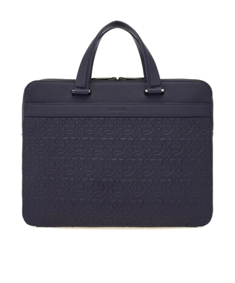 Ferragamo Embossed Gancini Briefcase (s) In Blue