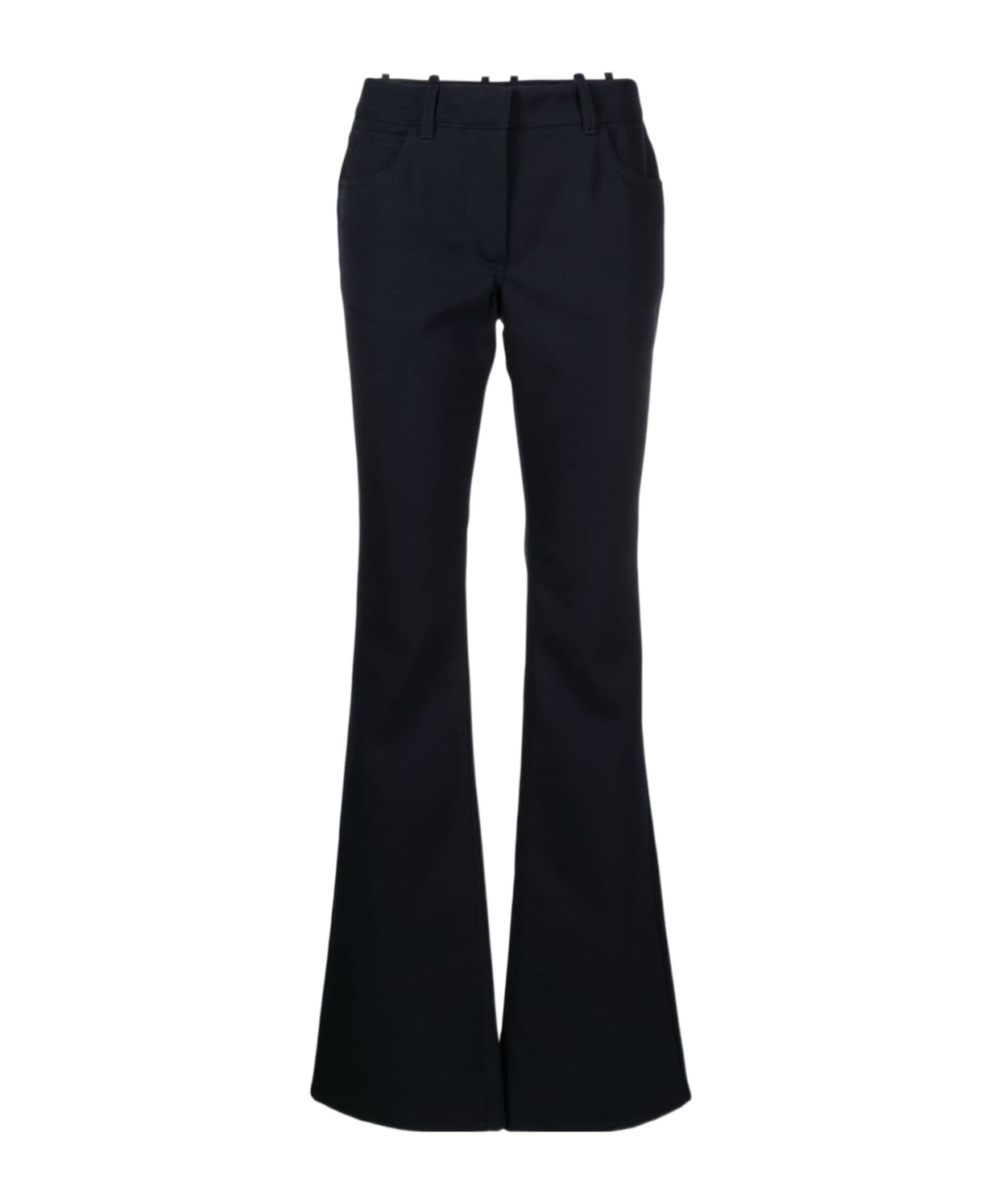 Off-white Virgin Wool Flared Trousers In Black