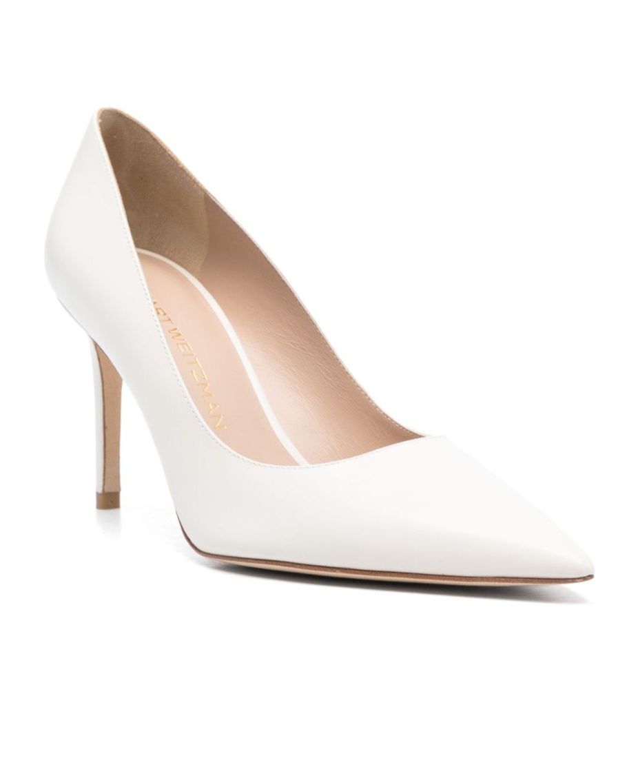 Stuart Weitzman Leigh 95 Leather Pump In White