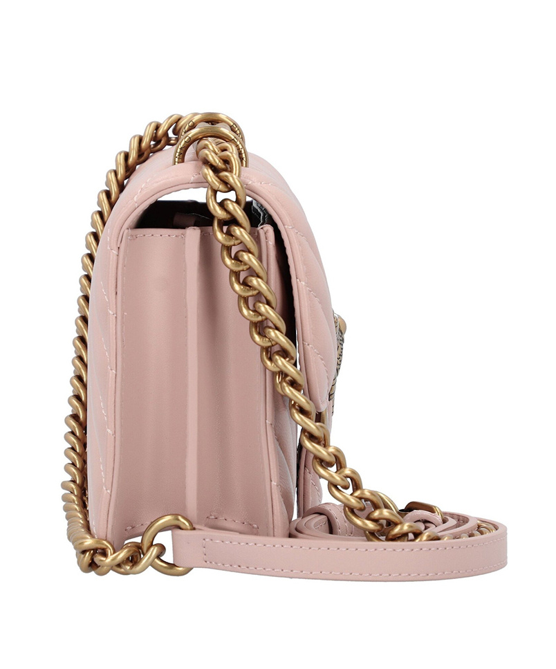 Pinko Love Birds Leather Crossbody Bag In Pink