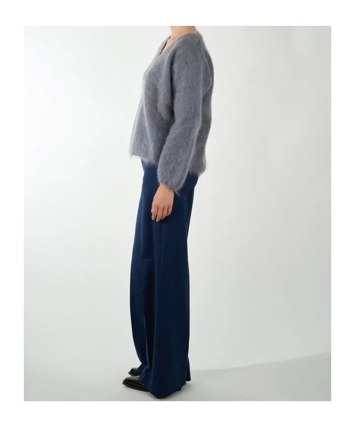 Ottod'ame V-neck Long-sleeved Sweater In Gray