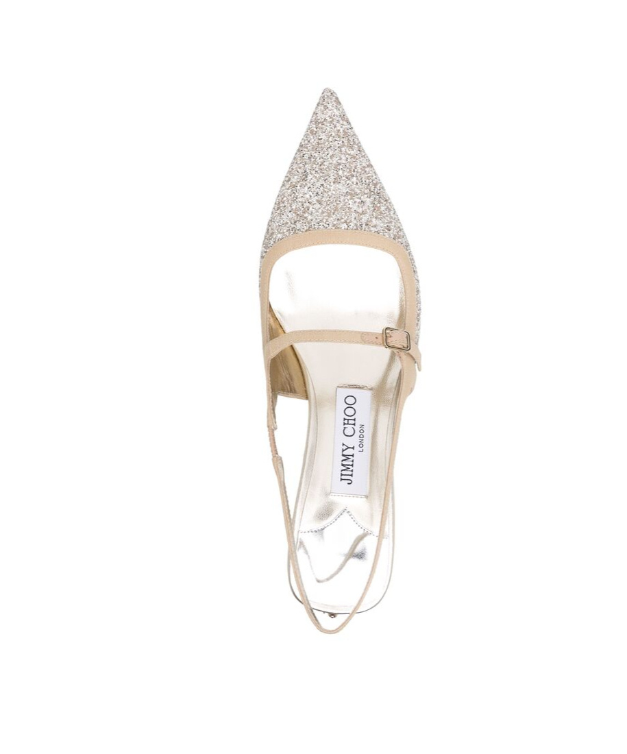 Jimmy Choo Didi 45 Glitter Slingback Pumps In White