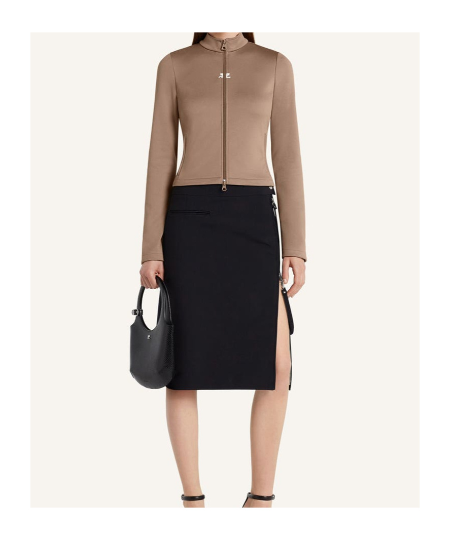 Courrèges Zip-up Cropped Jacket In Brown
