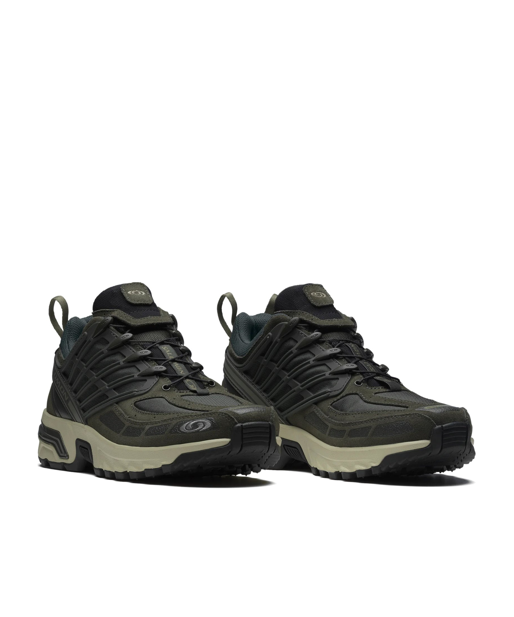 Salomon Military Green Acs Pro Leather Sneaker In Black