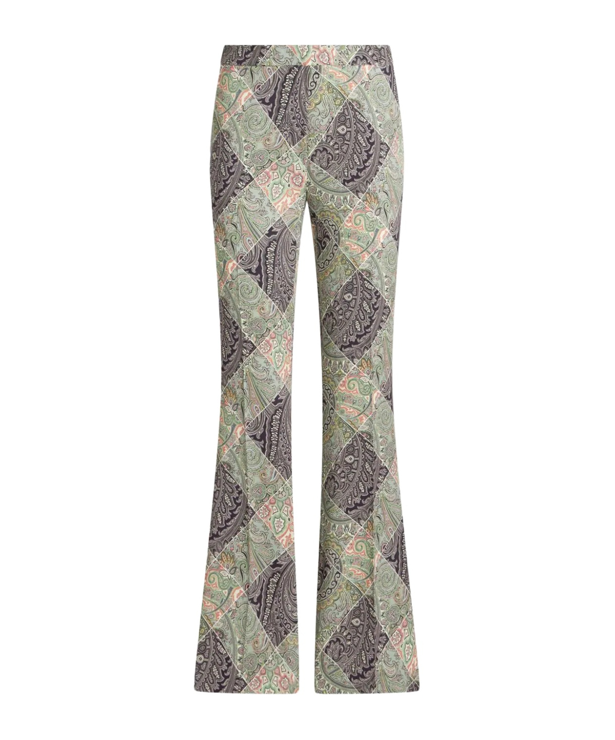 Etro Flared Printed Cady Trousers In Nude