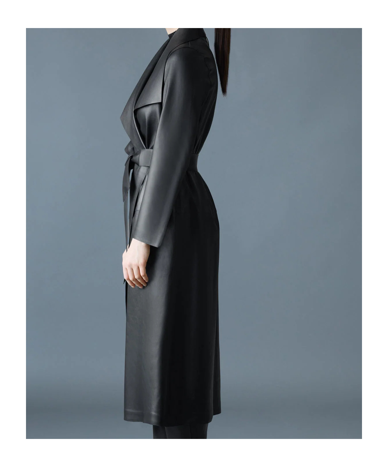 Mackage Long Wrap Coat In Black