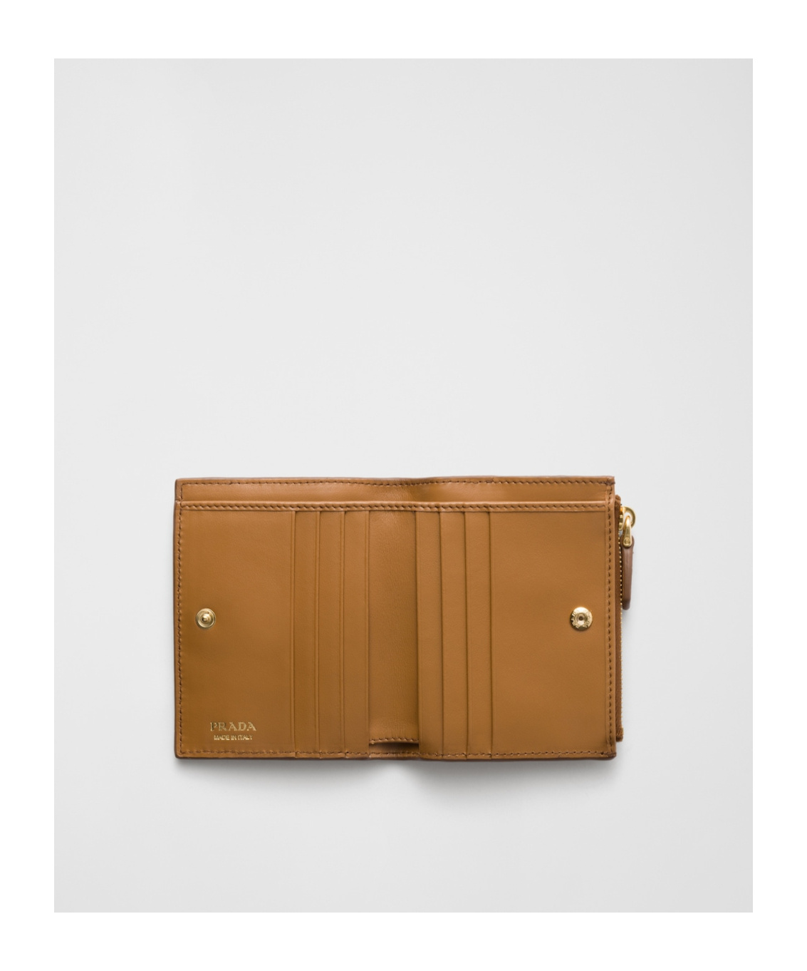 Prada Small Leather Wallet In Caramel