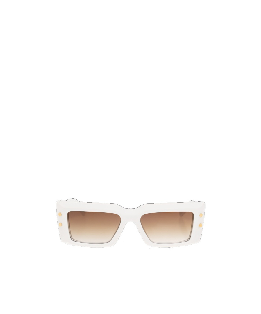 Balmain Imperial Acetate & Titanium Rectangle Sunglasses In White