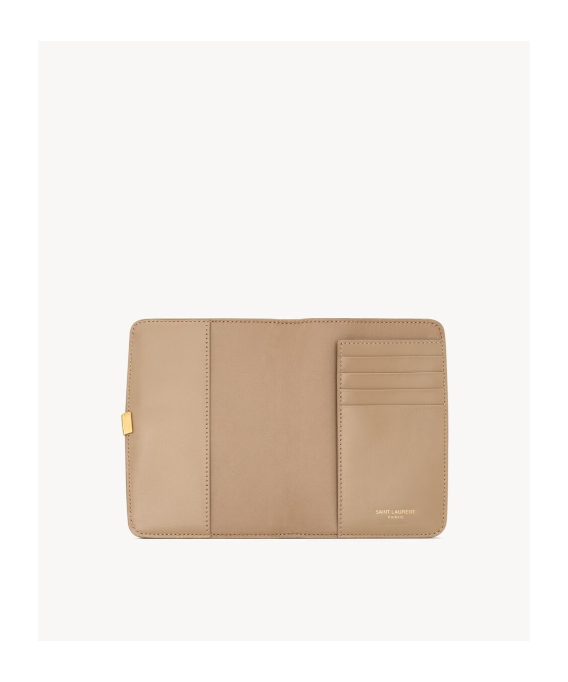 Saint Laurent Voltaire Box Passport Holder In Nude