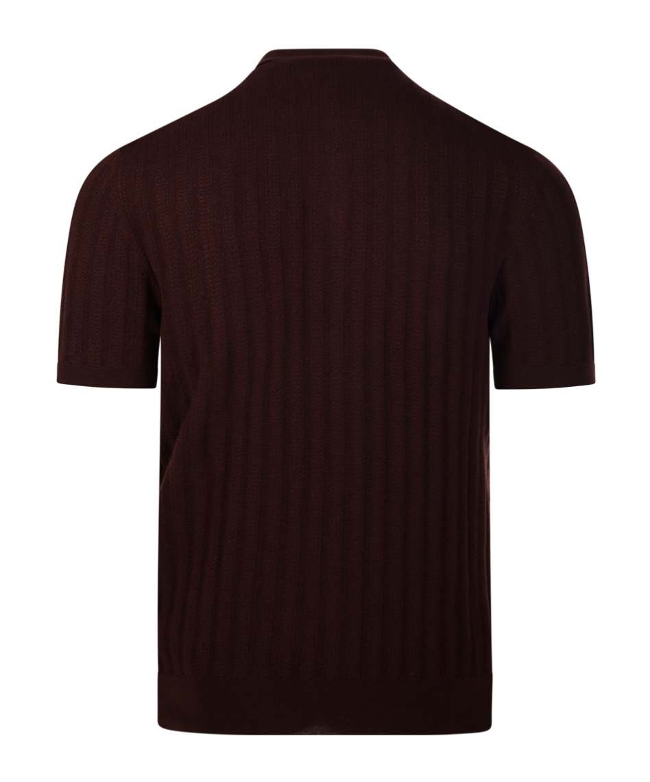 Altea Textured Ribbed Short Sleeve Polo In Black
