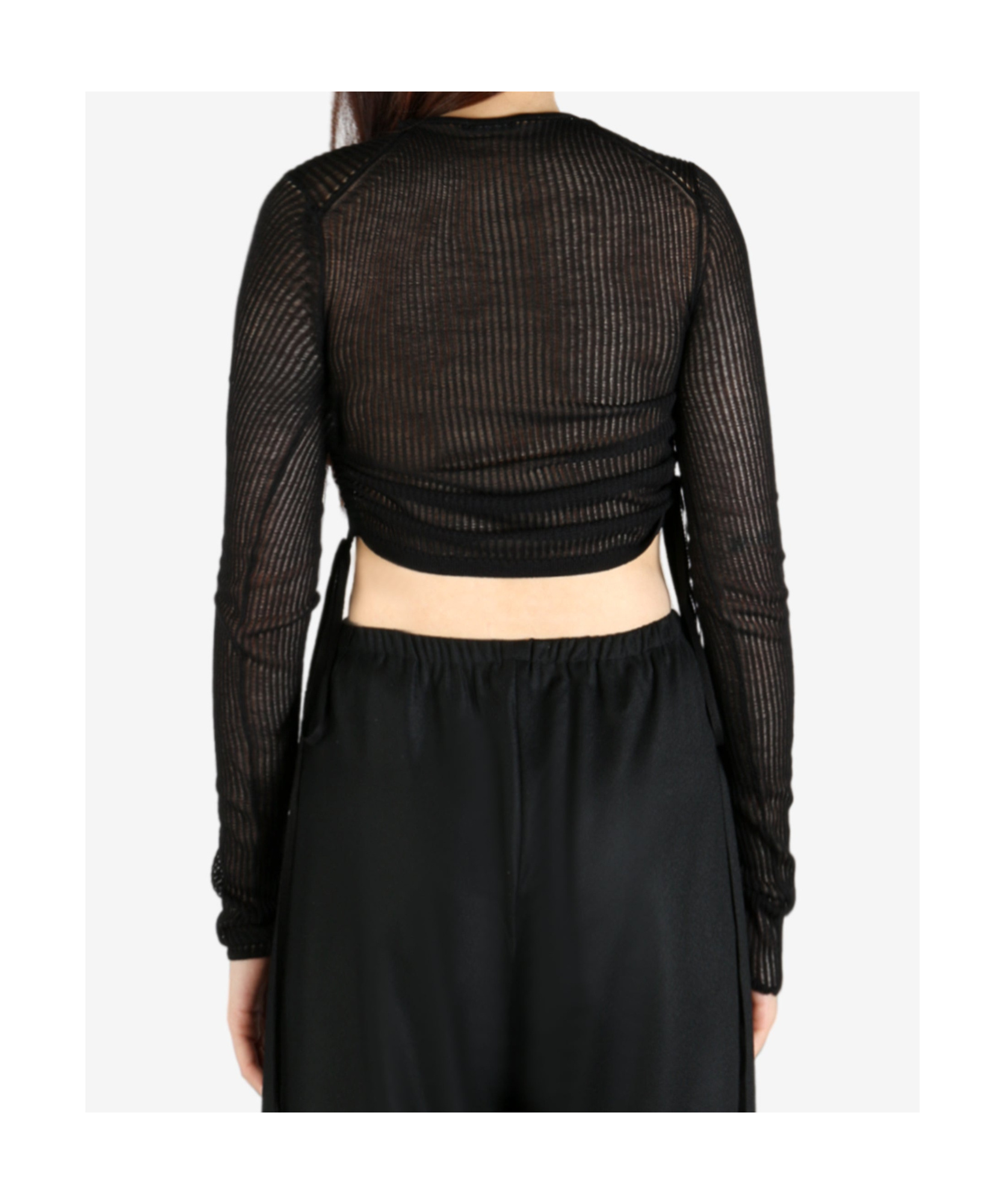 Ann Demeulemeester Beta Cropped Open Rib Sweater In Black