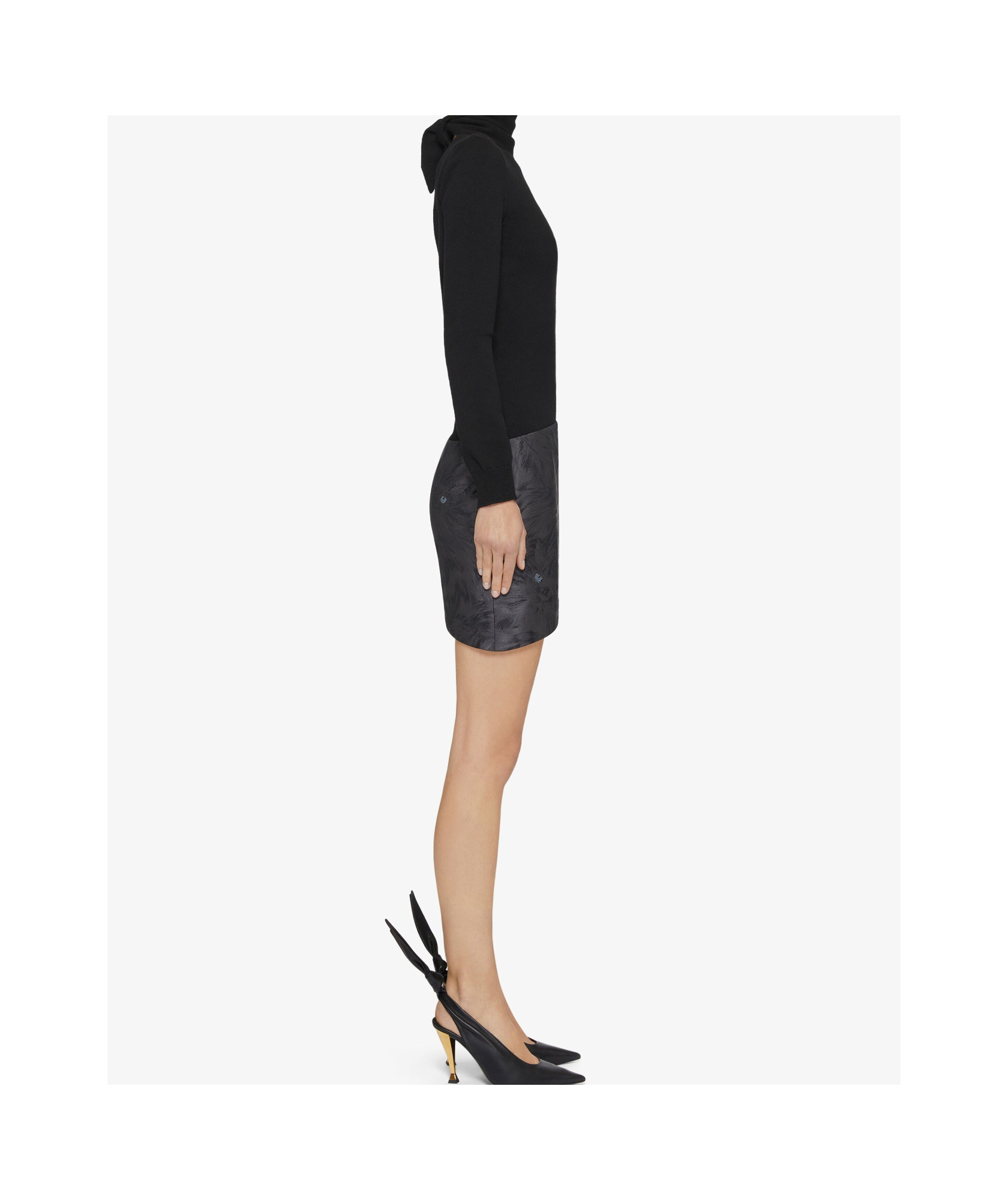 Givenchy Mini Asymmetric Skirt In Cat Jacquard In Black