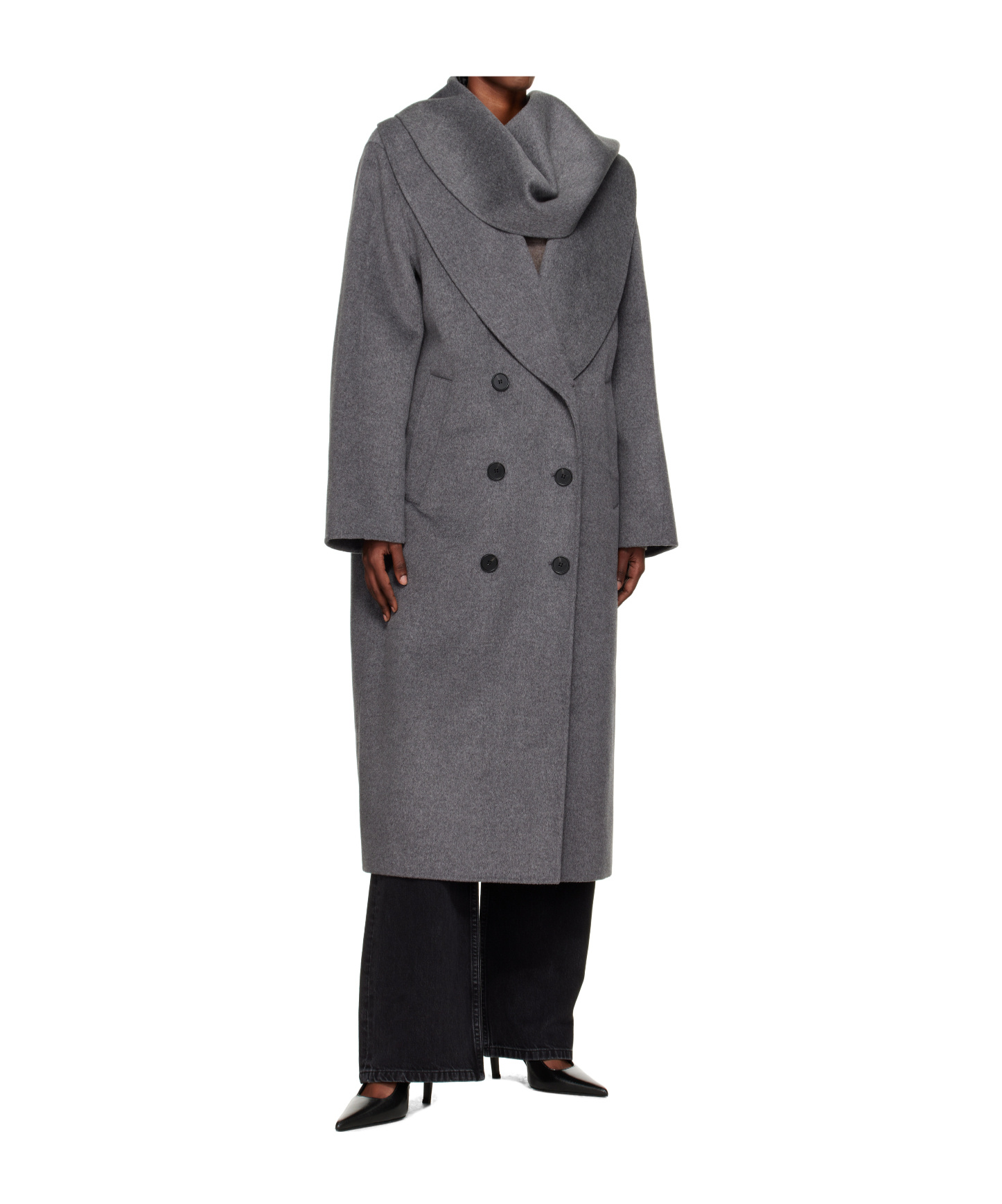 Rohe Double-sided Scarf Collar Coat In Gray