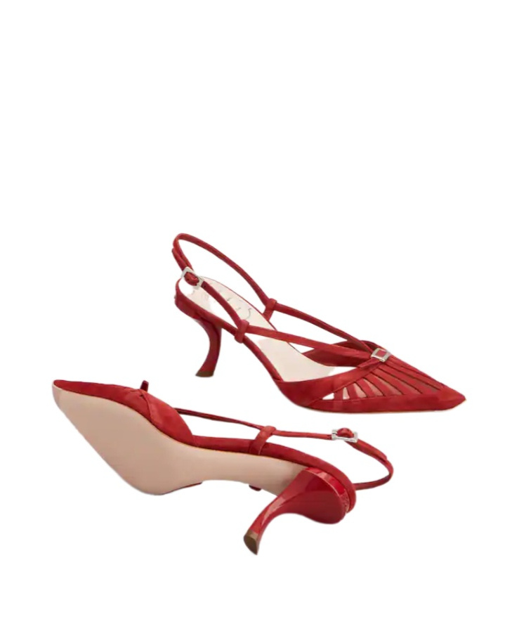 Roger Vivier Escarpins Dorsay Virgule En Cuir Velours In Red