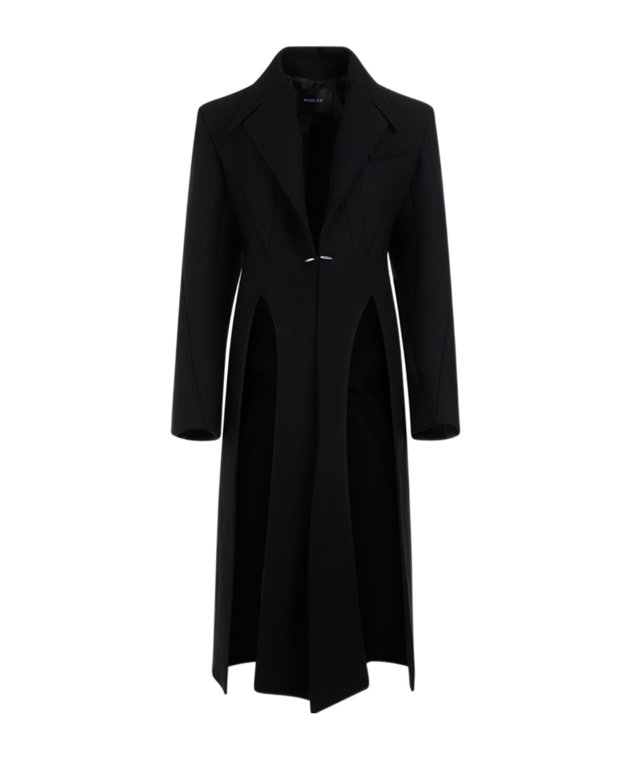 Shop Mugler Single-breasted Wool Coat In Black