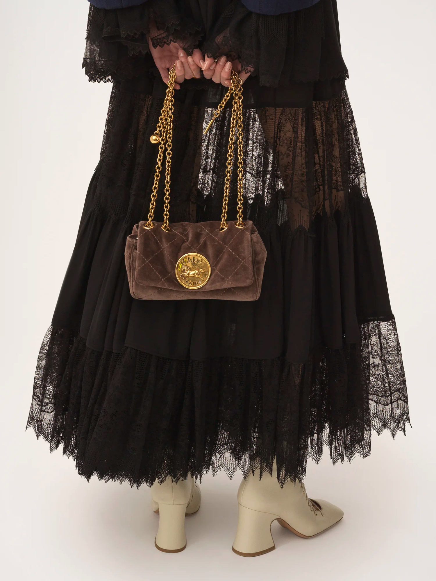 Chloé Chloe Lace-embellished Silk-chiffon Maxi Skirt In Black