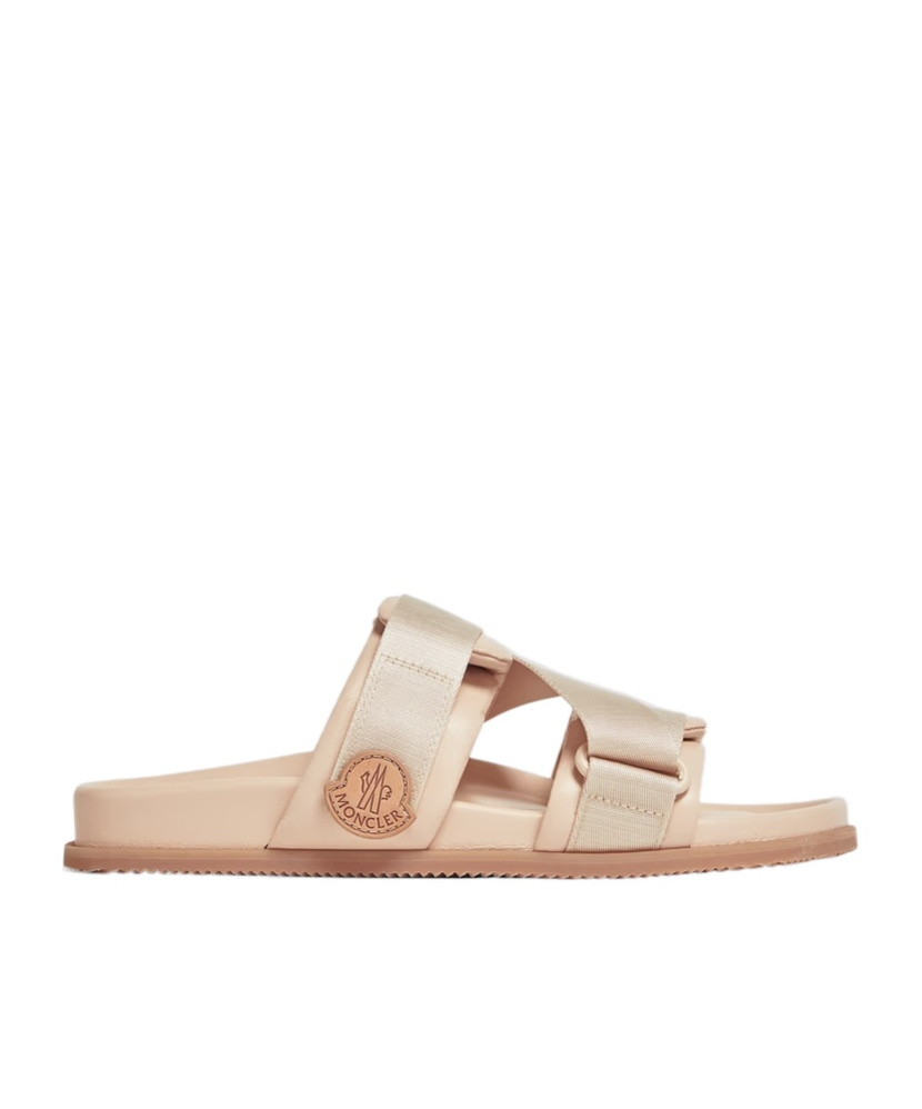 Shop Moncler Mon Summer Nappa Leather Sliders In Nude