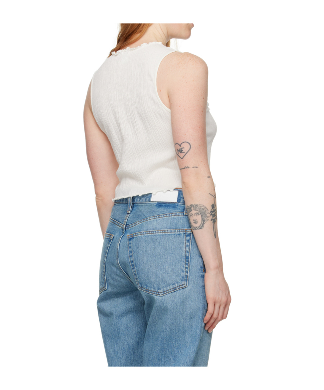 Re/done Crinkled Cropped Top In Neutral
