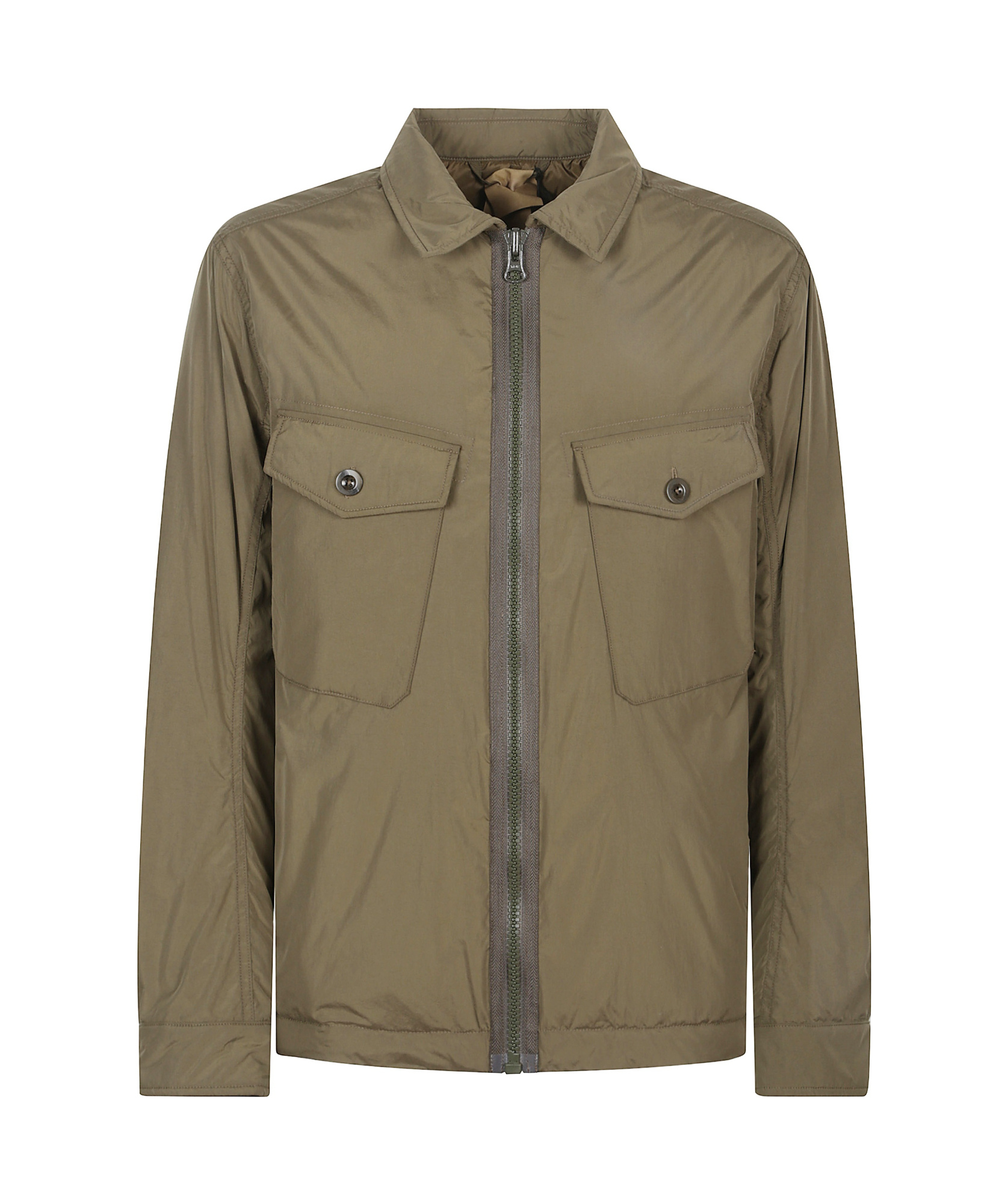 Ten C Front Zip Mid Layer Jacket With Chest Pockets In Green
