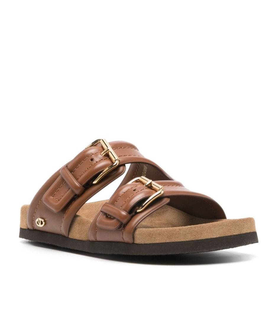 Valentino Garavani Sandali In Pelle Con Logo V Logo In Brown
