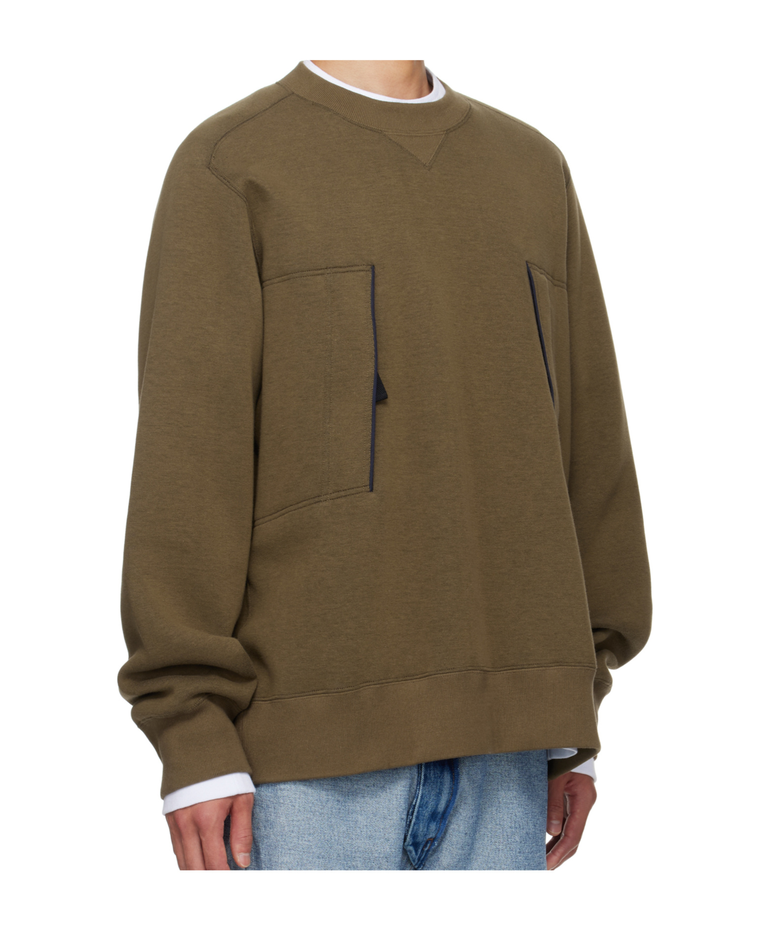 Sacai Round Neck Long-sleeved Sweatshirt In Green