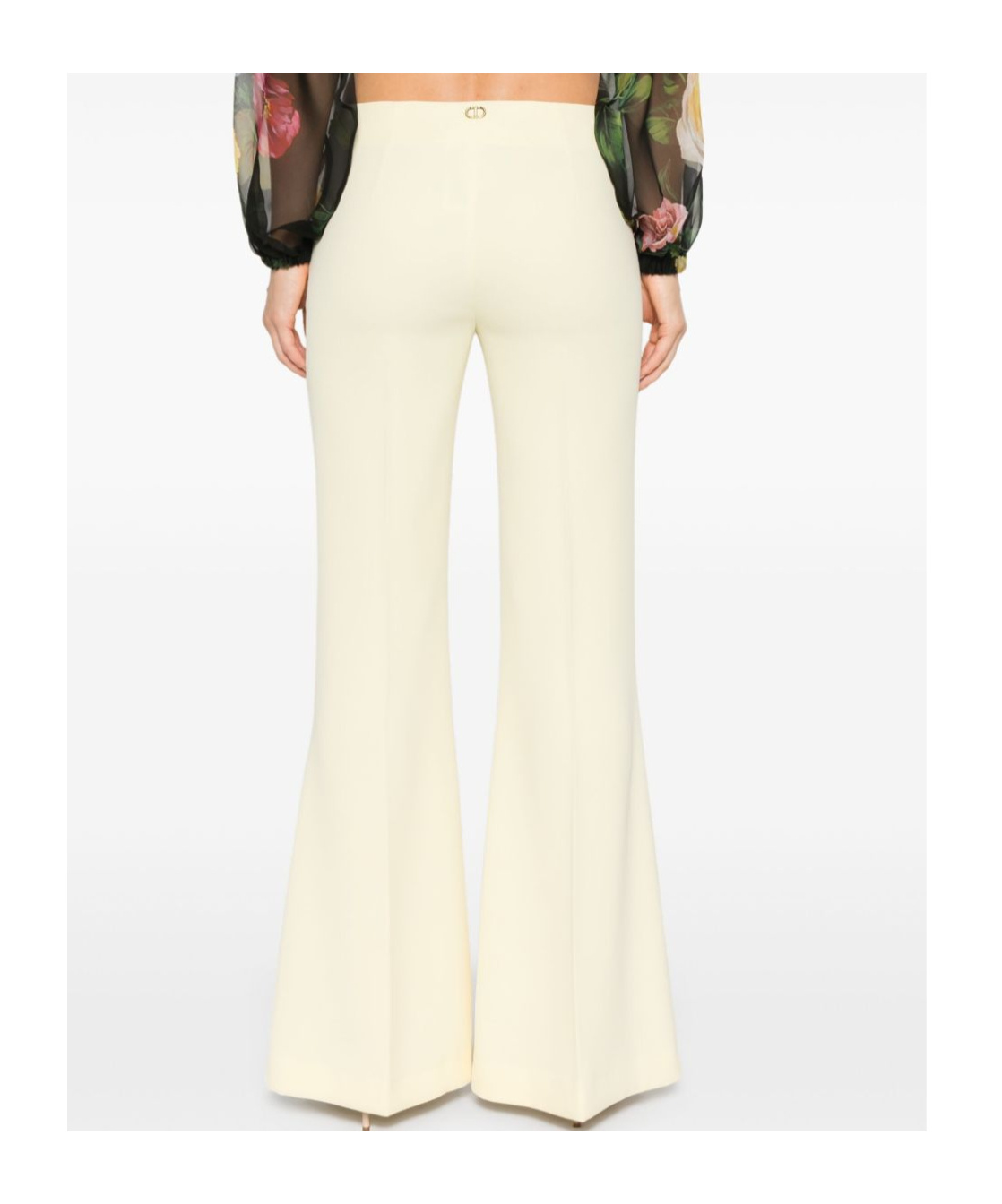 Shop Twinset Crepe Flared Trousers In White
