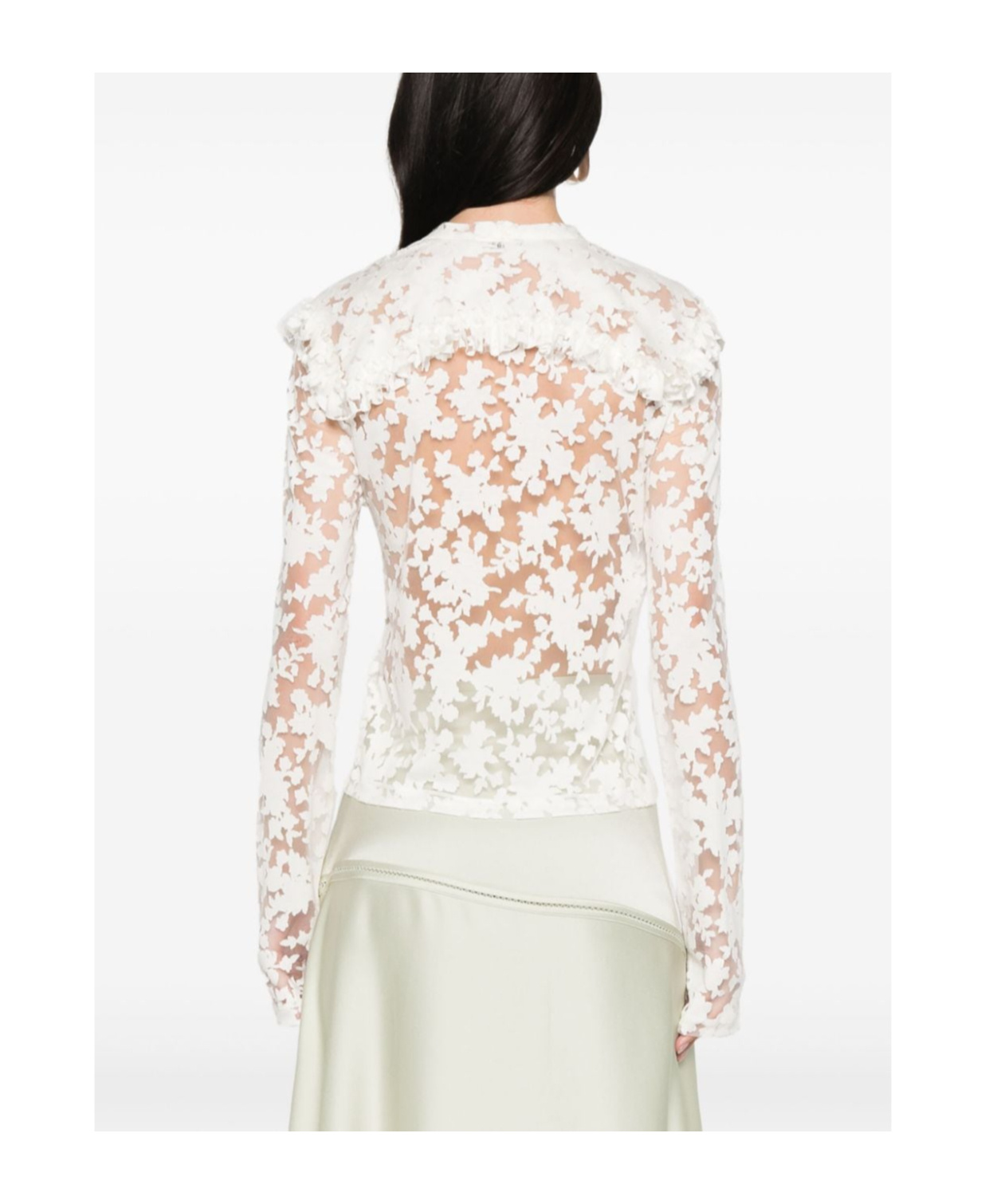 Philosophy Di Lorenzo Serafini Floral-devoré Semi-sheer Blouse In White