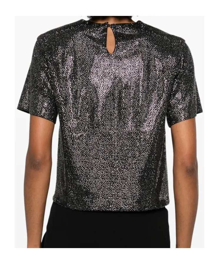Giuseppe Di Morabito Embellished Metallic Short Sleeves Blouse In Black