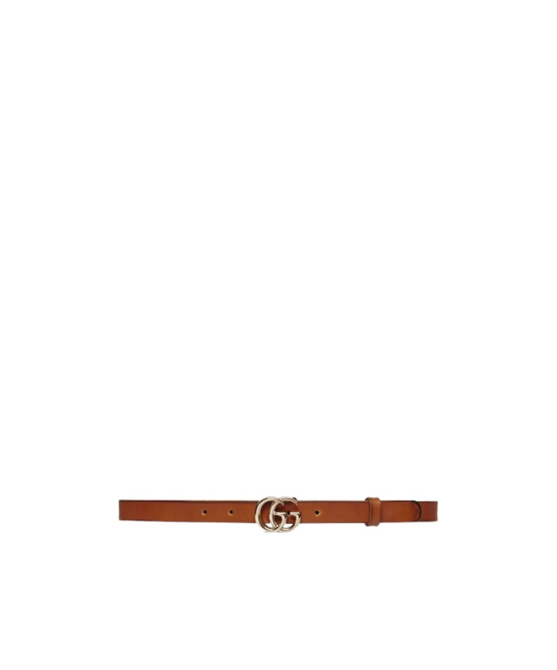 Gucci Leather Belt With Double G Buckle In Brown