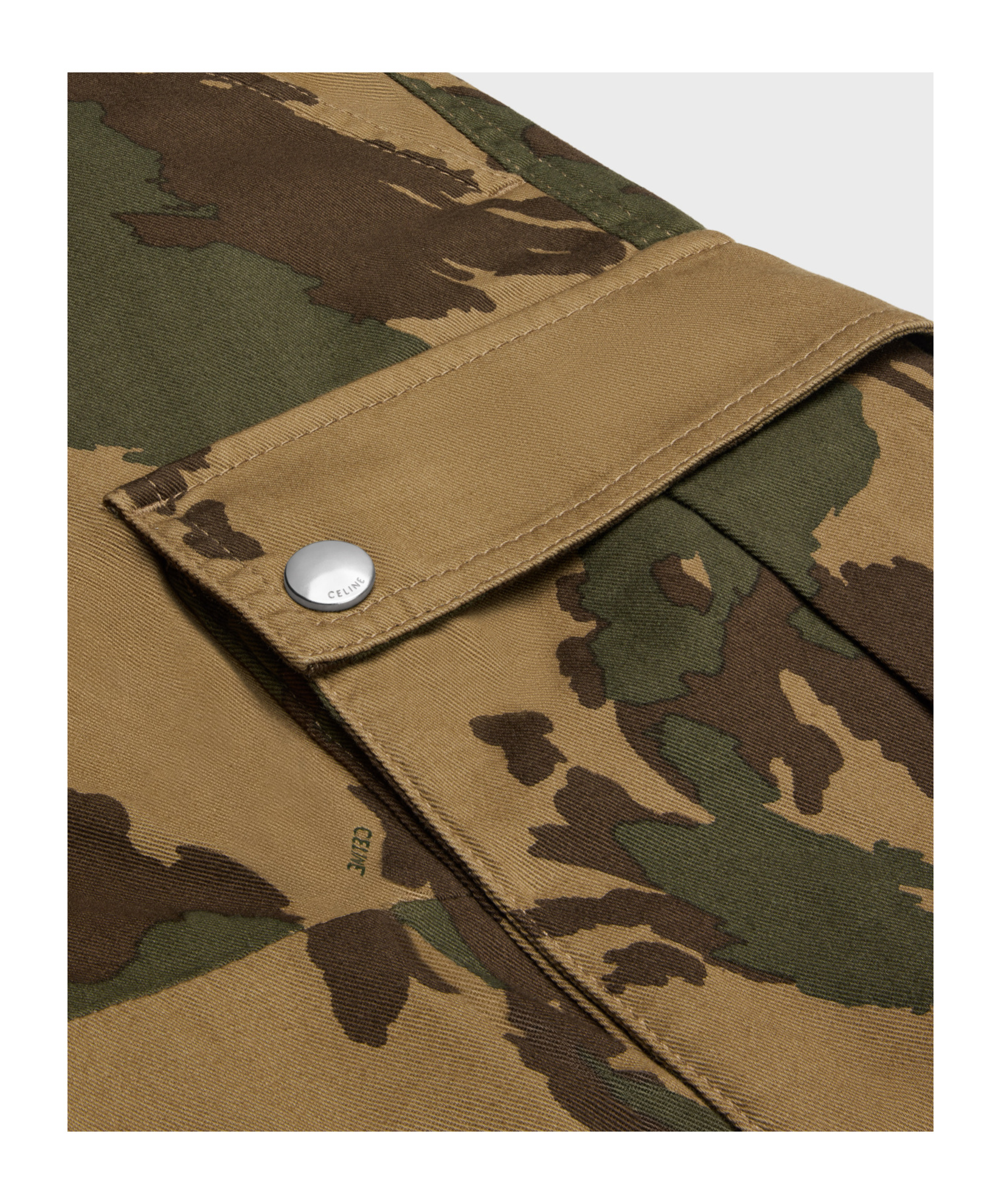 Celine Camouflage Work Shorts In Green