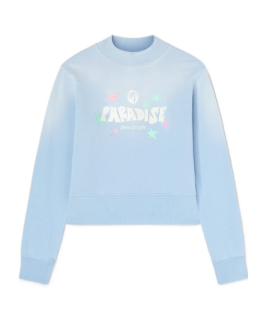 Palm Angels Paradise Fitted Crewneck Sweatshirt In Blue