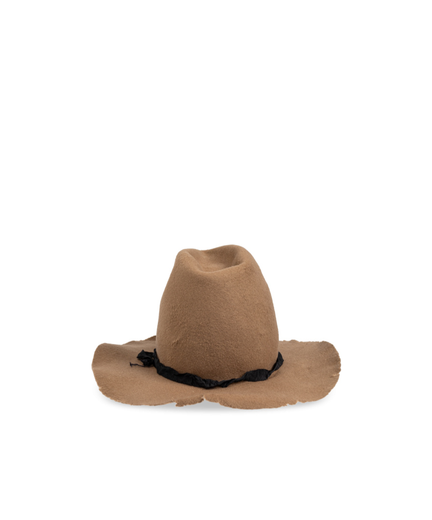 Yohji Yamamoto Irregular Brim Hat In Brown