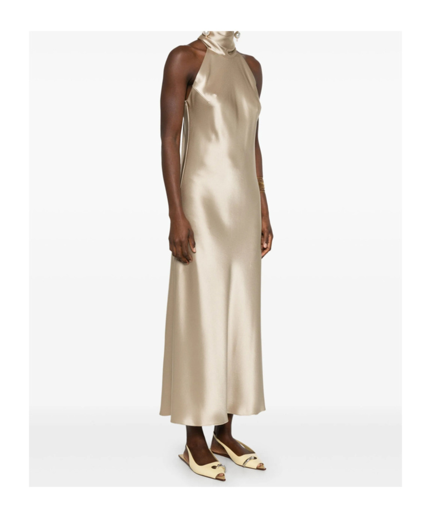 Shop Galvan Sleeveless Off-shoulder Dress In Nude