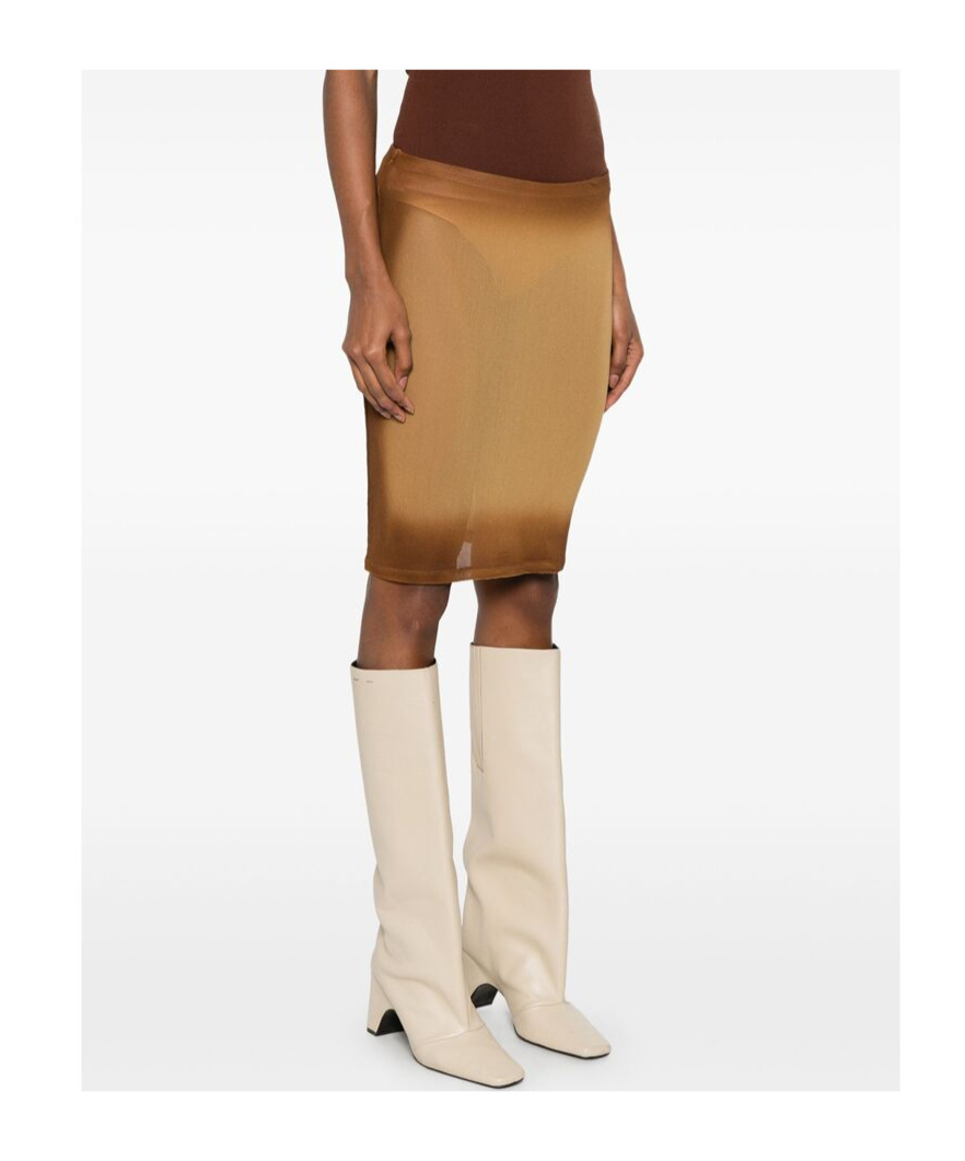 Attico Mesh Mini Skirt In Brown