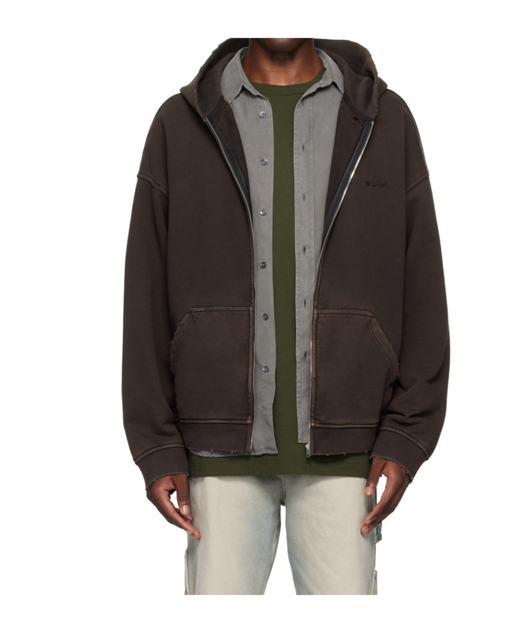 We11 Done Embroidered Logo Graphic-print Hooded Jacket In Black