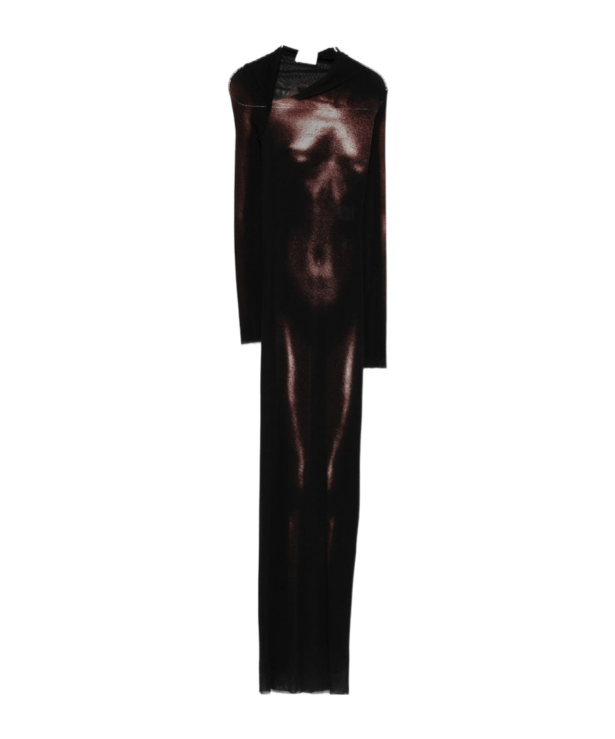 Jean Paul Gaultier Body-print Long Dress In Brown