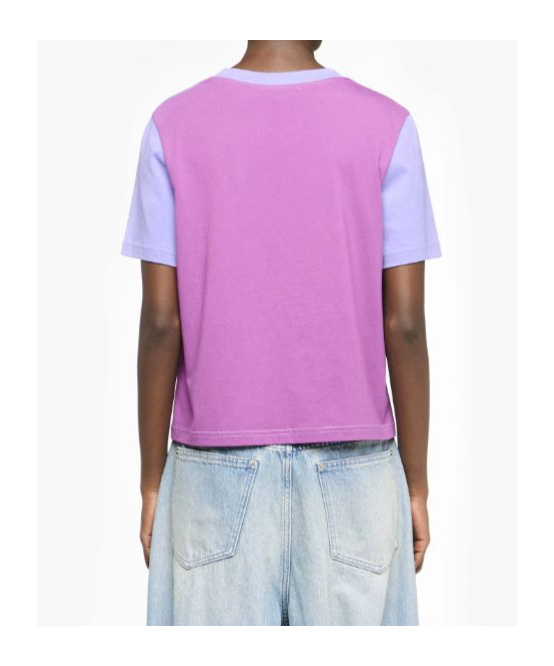 Jw Anderson Panelled Cropped T-shirt With Anchor Embroidery In Purple