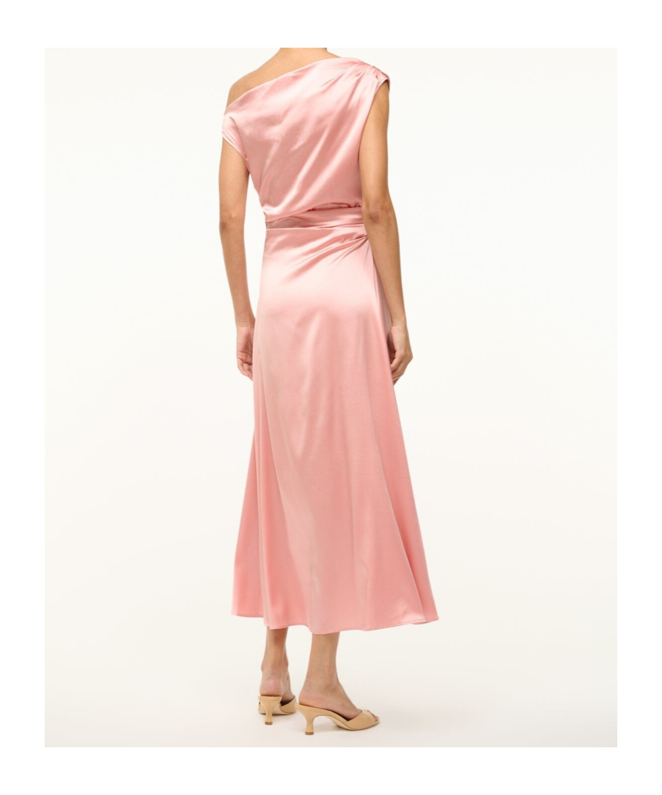 Staud Phare Draped Silk-blend Midi Dress In Pink
