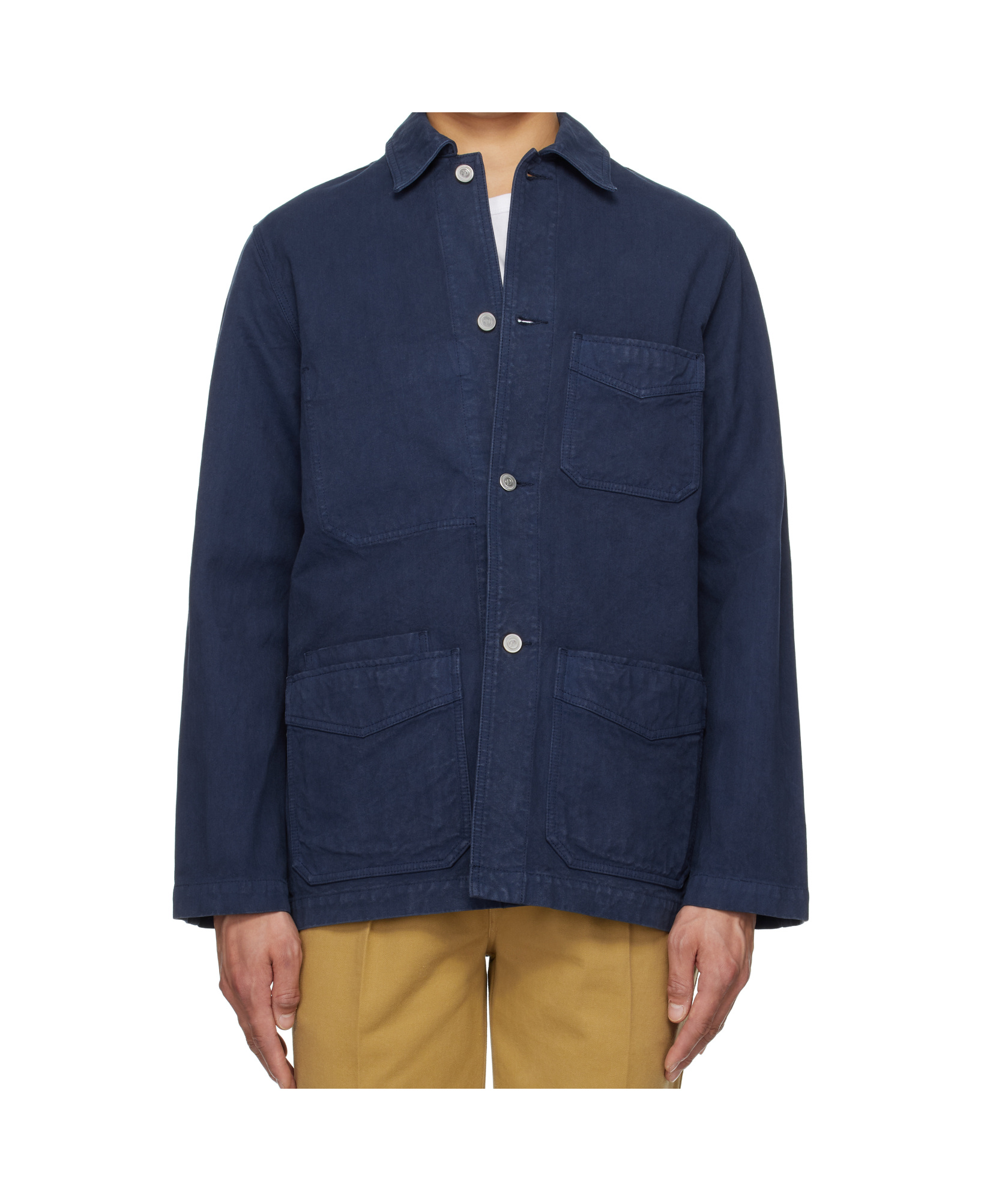 Drake's London Canvas Five-pocket Chore Jacket In Navy Blue