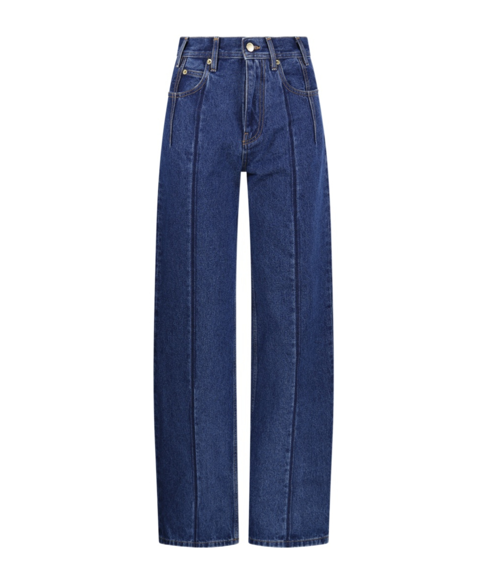 Darkpark Lu Straight Leg Pleat Effect Fitted Jeans In Blue
