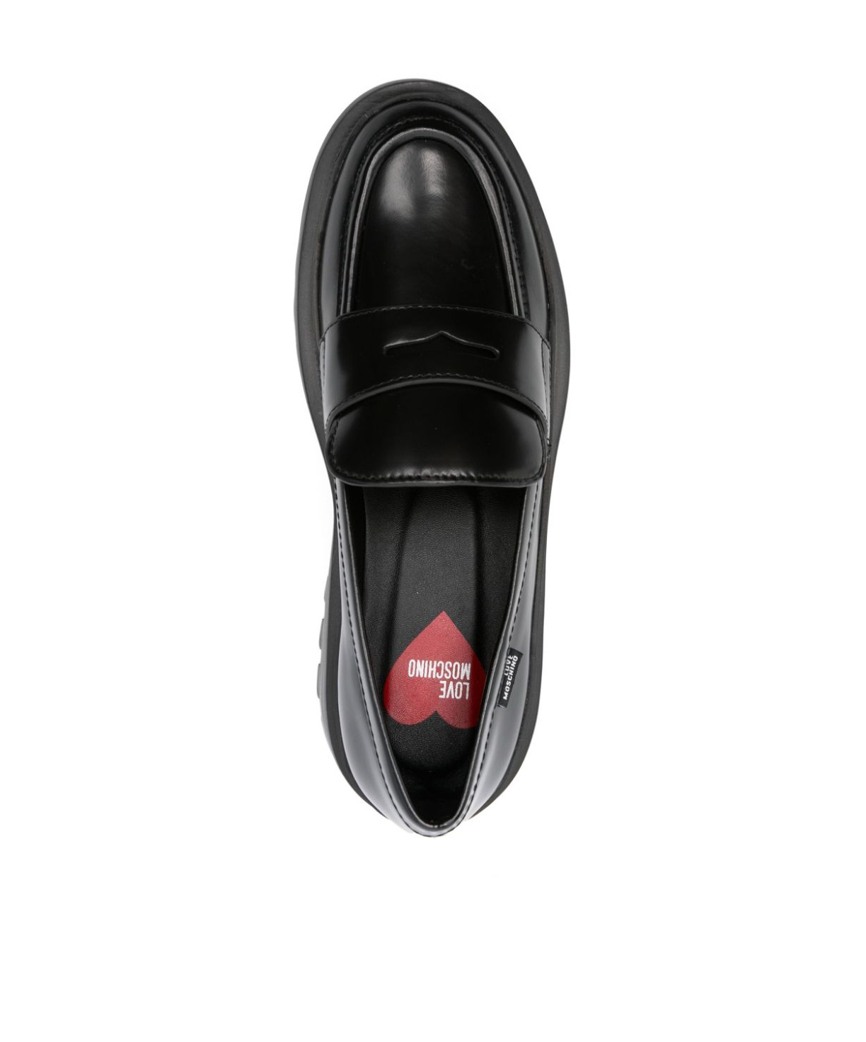 Moschino Penny Slot Leather Loafers In Black