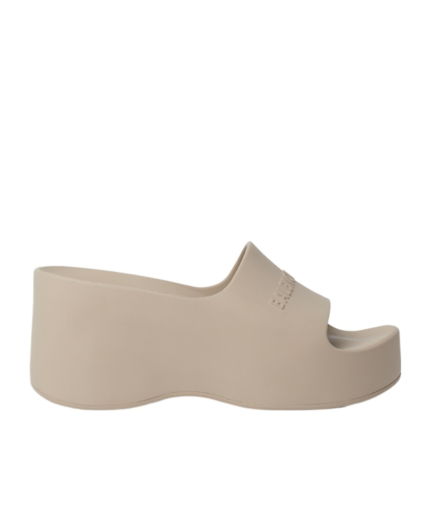 Balenciaga Chunky-wedge Platform Slides In Nude