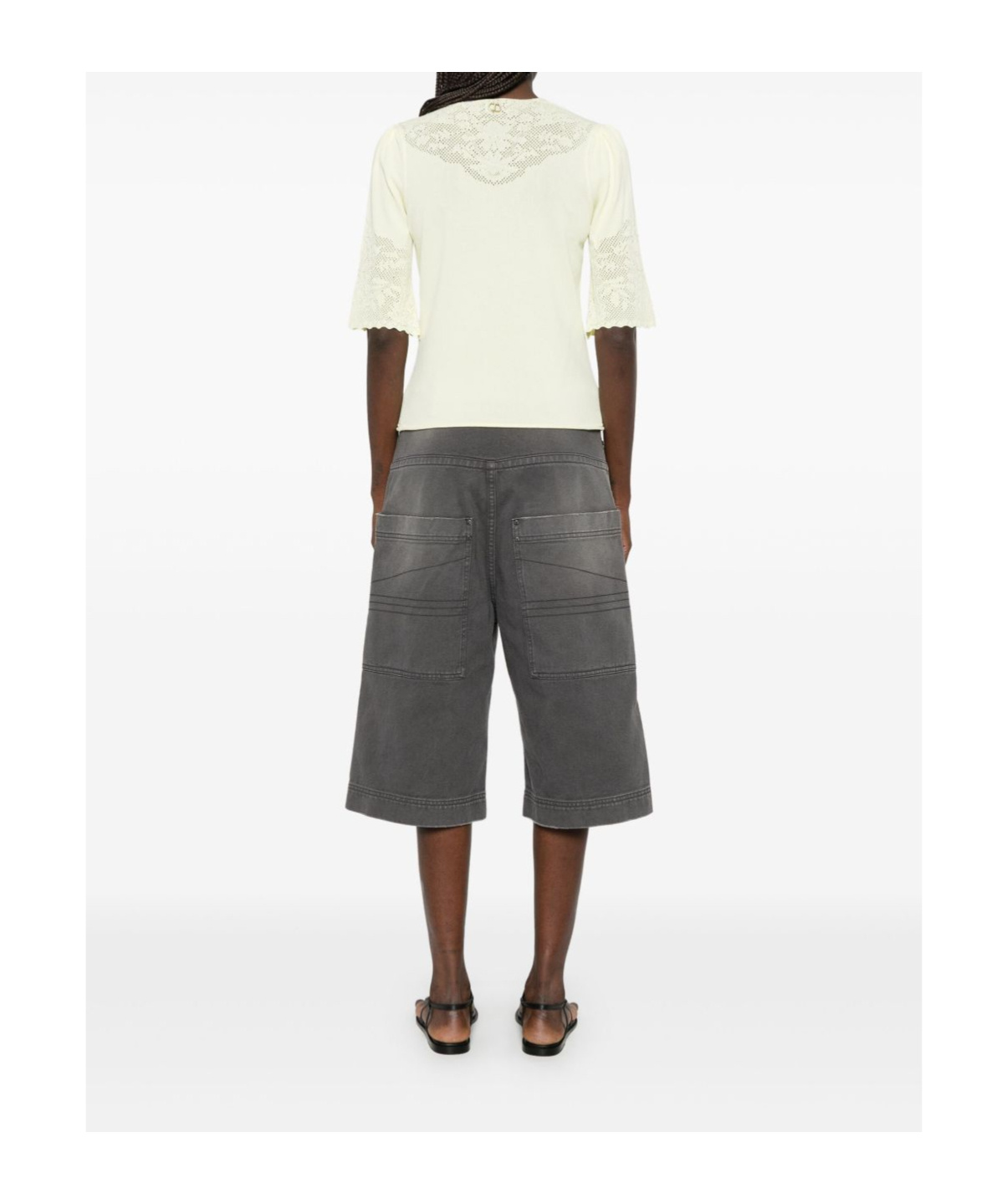 Shop Twinset Pointelle-detail T-shirt