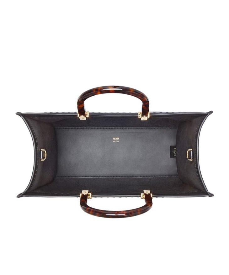 FENDI BLACK LEATHER SHOPPER