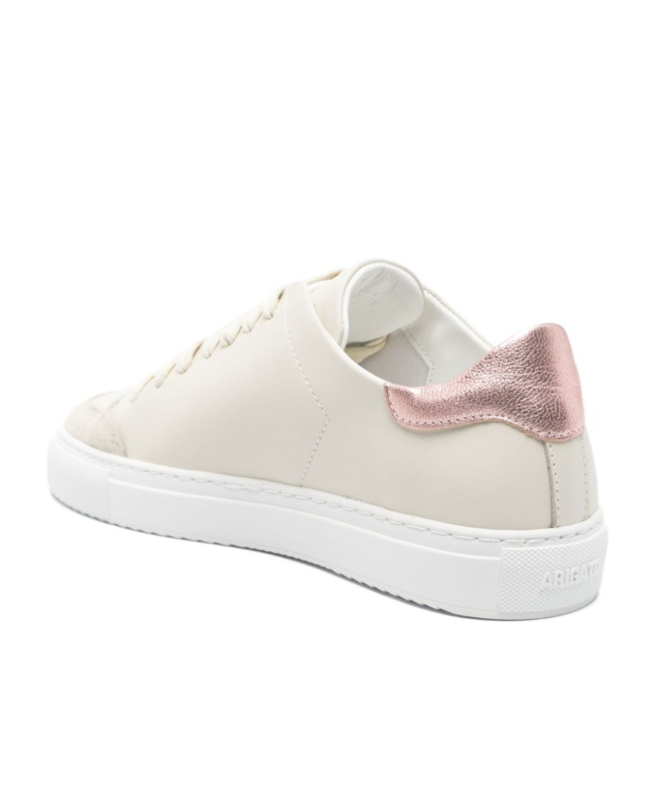 Axel Arigato Round Toe Leather Sneakers With Metallic Accent In White