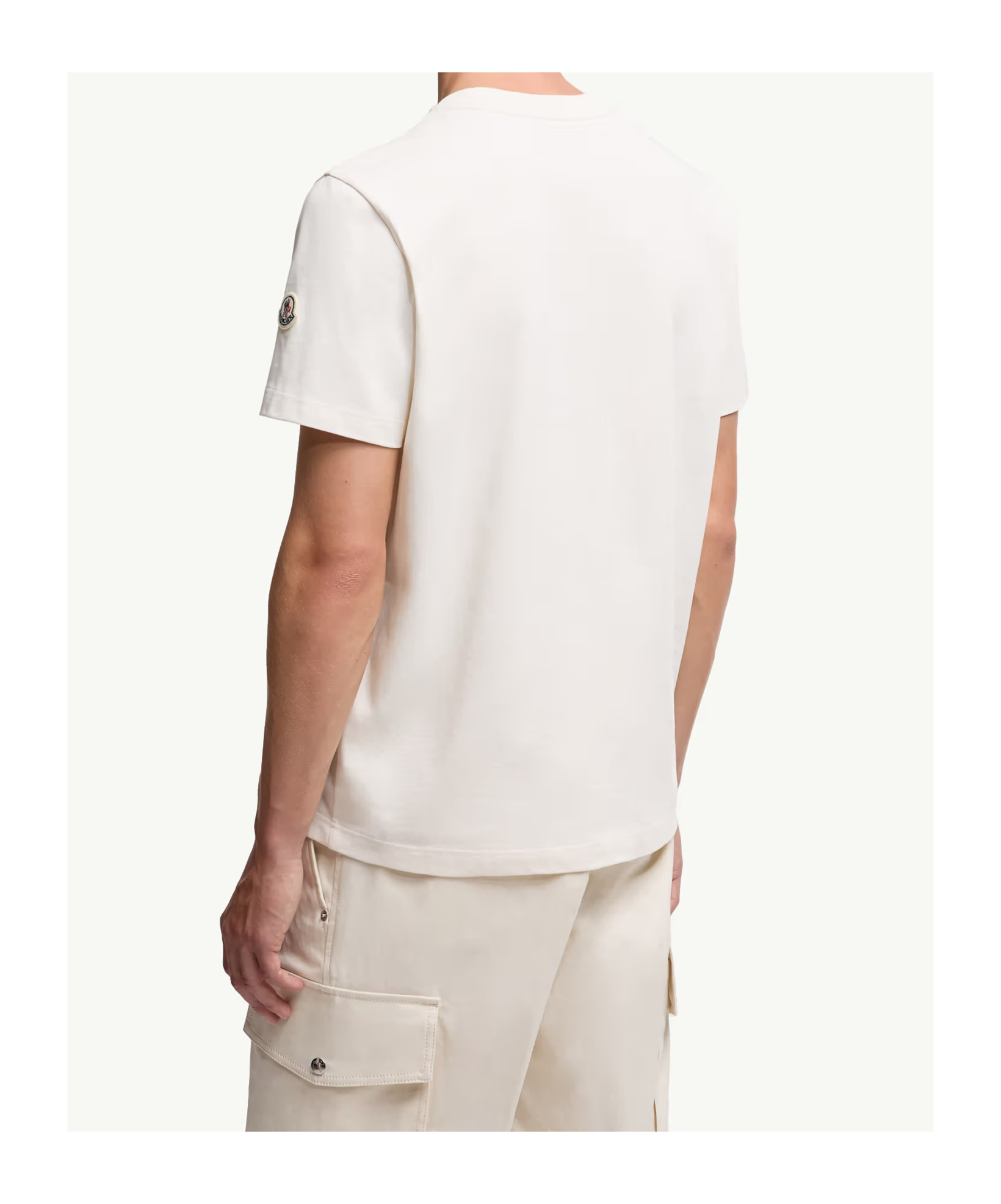 Moncler Flocked Logo T-shirt In Organic Cotton With Aesthetics In White