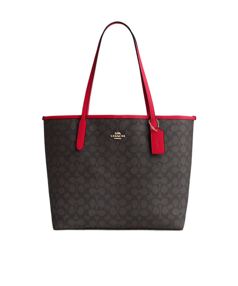Coach City Tote In Signature Canvas In Black