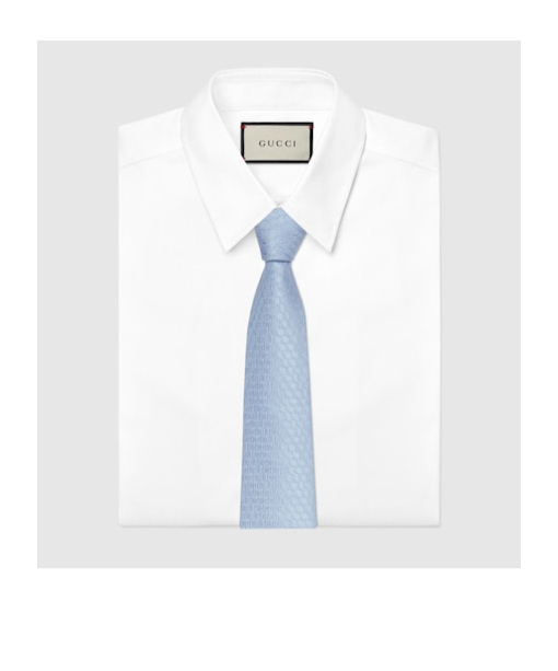 Gucci Silk Logo Jacquard Tie In Blue